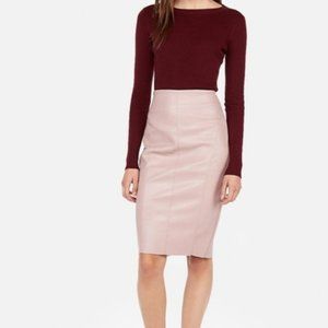 Faux Leather Seamed Pencil Skirt